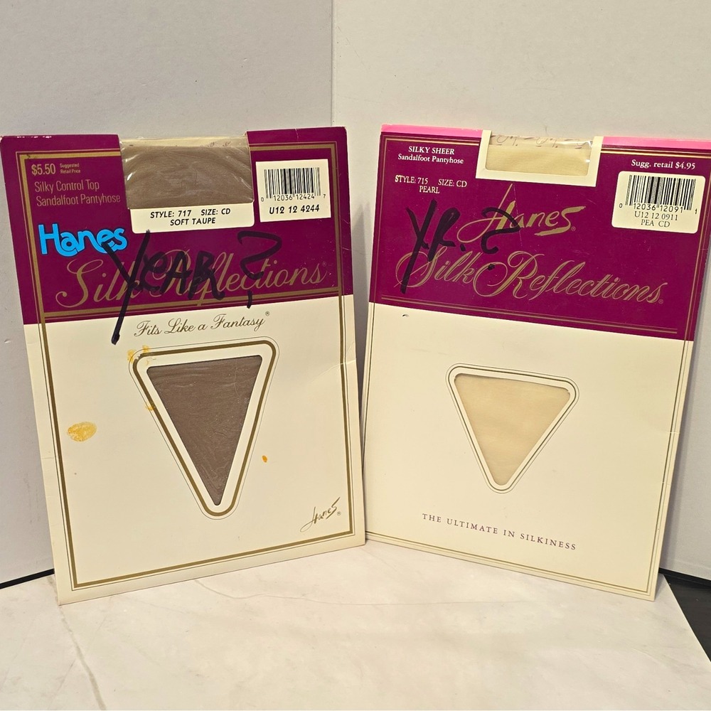 Vintage Hanes Silk Reflections Sheer Control Top in Soft Taupe C-D and Pearl